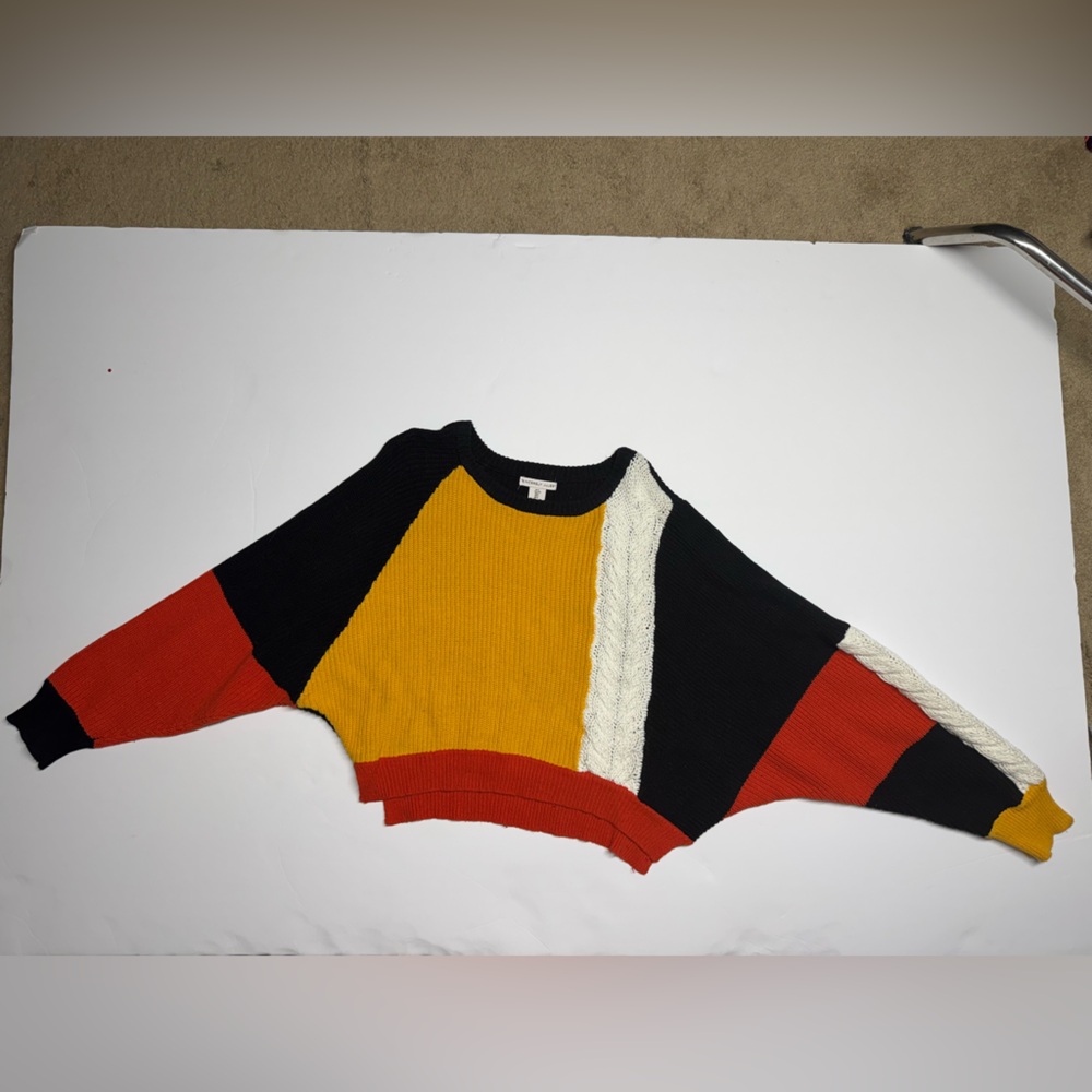 Sincerely Jules Colorblock Crew Neck Sweater - Black, Red, Yellow, Cream